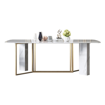 Traditional Luxury Dining Table Rectangle Sintered Stone White Dining Table for Dinning Room Without Chairs Clearhalo ' dining_table' 'Dining Tables & Seating' 'Dining Tables' 'furn' 'furn_dining_table' 'Furniture' 'furniture_dining_table' 'Kitchen & Dining Furniture' 'kitchen&dining_furn' 'kitchen' 'kitchen_dining_table' 4287963