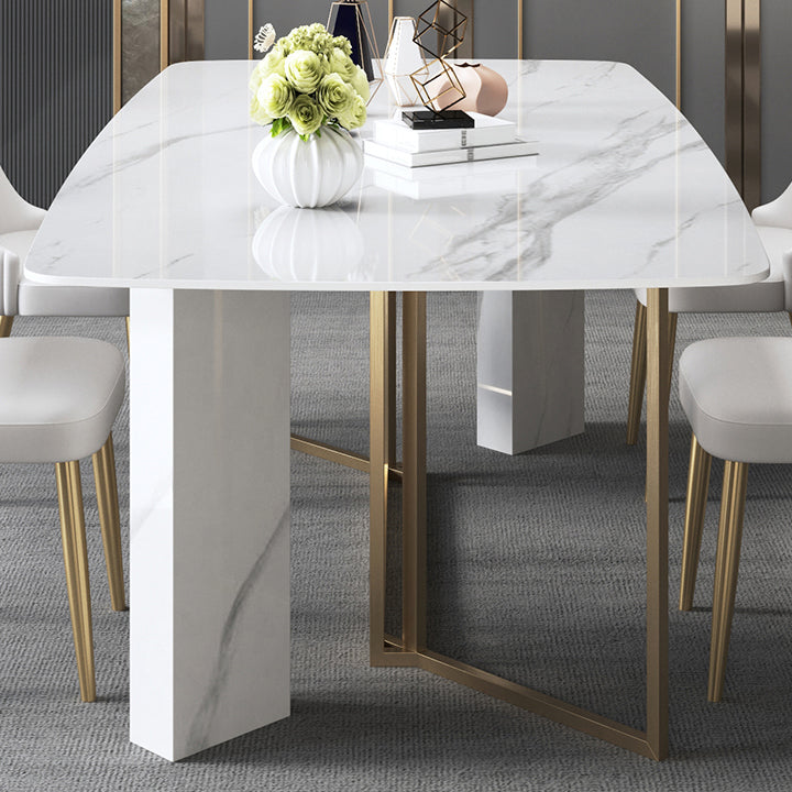 Traditional Luxury Dining Table Rectangle Sintered Stone White Dining Table for Dinning Room Clearhalo ' dining_table' 'Dining Tables & Seating' 'Dining Tables' 'furn' 'furn_dining_table' 'Furniture' 'furniture_dining_table' 'Kitchen & Dining Furniture' 'kitchen&dining_furn' 'kitchen' 'kitchen_dining_table' 4287964