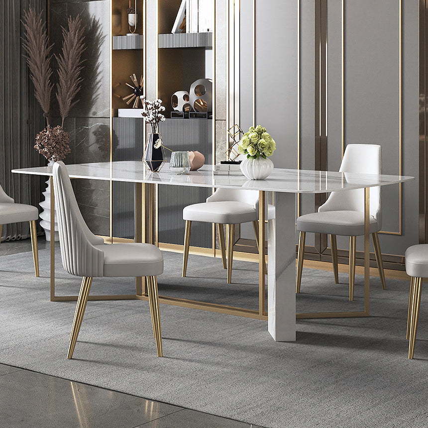 Traditional Luxury Dining Table Rectangle Sintered Stone White Dining Table for Dinning Room Clearhalo ' dining_table' 'Dining Tables & Seating' 'Dining Tables' 'furn' 'furn_dining_table' 'Furniture' 'furniture_dining_table' 'Kitchen & Dining Furniture' 'kitchen&dining_furn' 'kitchen' 'kitchen_dining_table' 4287970
