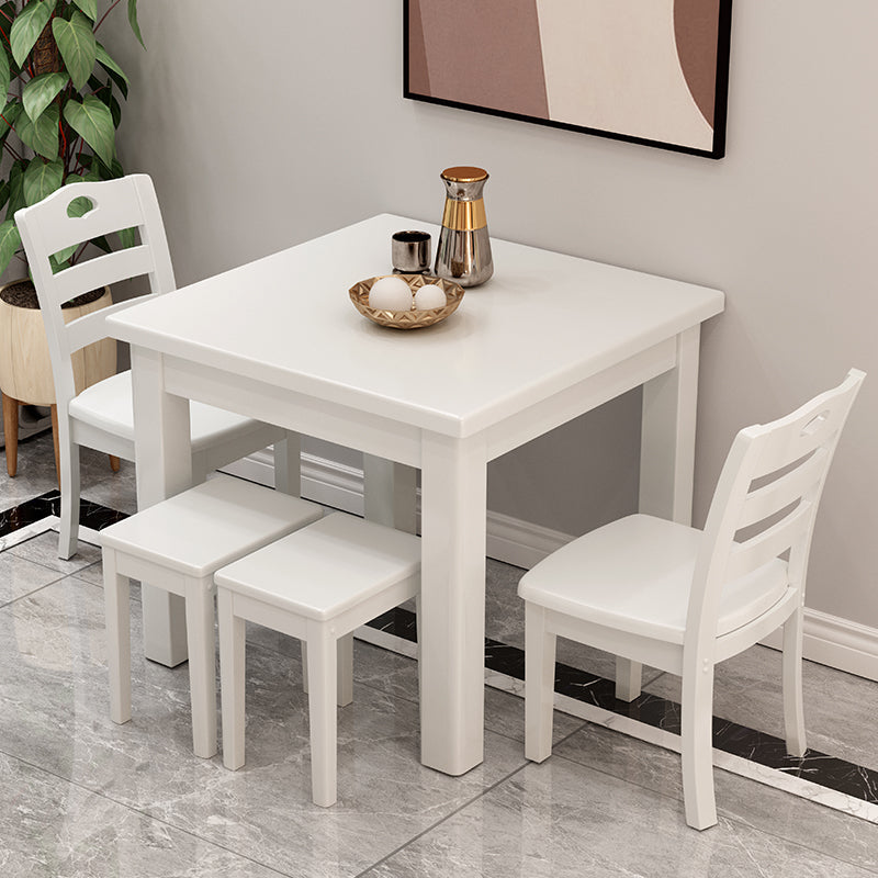 Industrial Style Dining Site Table Square Rubberwood Solid Wood Furniture White Without Chairs Clearhalo ' dining_table' 'Dining Tables & Seating' 'Dining Tables' 'furn' 'furn_dining_table' 'Furniture' 'furniture_dining_table' 'Kitchen & Dining Furniture' 'kitchen&dining_furn' 'kitchen' 'kitchen_dining_table' 4287975