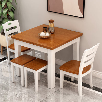 Industrial Style Dining Site Table Square Rubberwood Solid Wood Furniture Brown Without Chairs Clearhalo ' dining_table' 'Dining Tables & Seating' 'Dining Tables' 'furn' 'furn_dining_table' 'Furniture' 'furniture_dining_table' 'Kitchen & Dining Furniture' 'kitchen&dining_furn' 'kitchen' 'kitchen_dining_table' 4287976