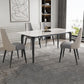 Rectangle 4 Legs Mid-Century Table White Tone Fixed Table of Sintered Stone Clearhalo ' dining_table' 'Dining Tables & Seating' 'Dining Tables' 'furn' 'furn_dining_table' 'Furniture' 'furniture_dining_table' 'Kitchen & Dining Furniture' 'kitchen&dining_furn' 'kitchen' 'kitchen_dining_table' 4287992