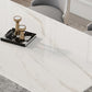Rectangle 4 Legs Mid-Century Table White Tone Fixed Table of Sintered Stone Clearhalo ' dining_table' 'Dining Tables & Seating' 'Dining Tables' 'furn' 'furn_dining_table' 'Furniture' 'furniture_dining_table' 'Kitchen & Dining Furniture' 'kitchen&dining_furn' 'kitchen' 'kitchen_dining_table' 4287994