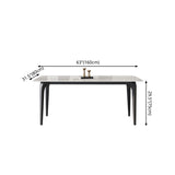 Rectangle 4 Legs Mid-Century Table White Tone Fixed Table of Sintered Stone Clearhalo ' dining_table' 'Dining Tables & Seating' 'Dining Tables' 'furn' 'furn_dining_table' 'Furniture' 'furniture_dining_table' 'Kitchen & Dining Furniture' 'kitchen&dining_furn' 'kitchen' 'kitchen_dining_table' 4287998