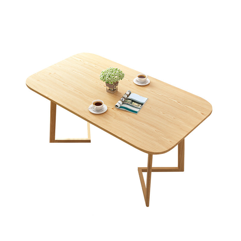 Rectangle Artificial Wood Table for Restaurant Modern Dining Table with Double Pedestal Without Chairs Clearhalo ' dining_table' 'Dining Tables & Seating' 'Dining Tables' 'furn' 'furn_dining_table' 'Furniture' 'furniture_dining_table' 'Kitchen & Dining Furniture' 'kitchen&dining_furn' 'kitchen' 'kitchen_dining_table' 4288004