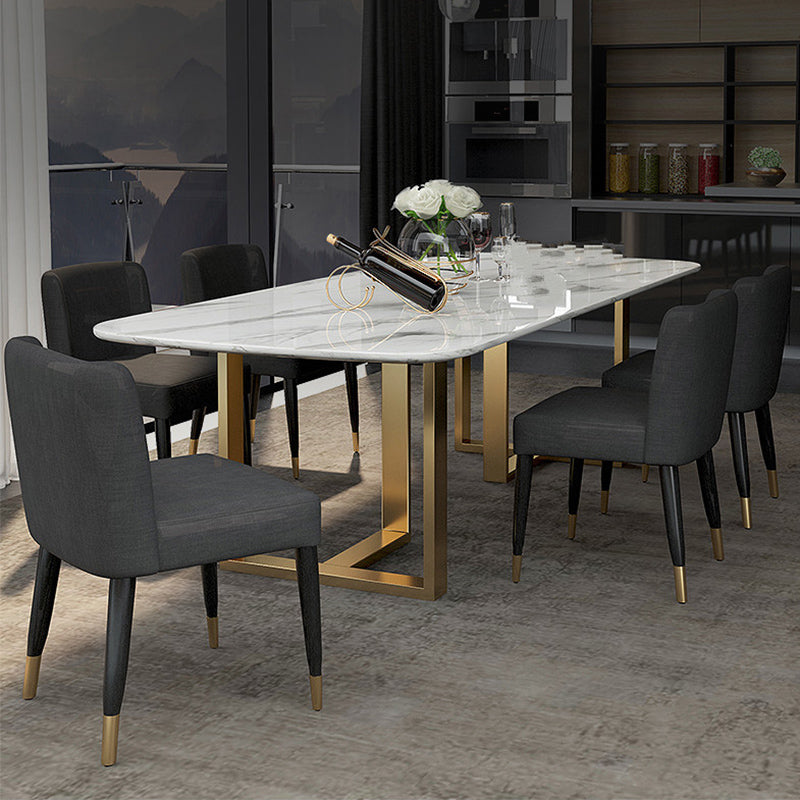 Traditional Luxury Dining Table Rectangle Sintered Stone Sled Dining Table Clearhalo ' dining_table' 'Dining Tables & Seating' 'Dining Tables' 'furn' 'furn_dining_table' 'Furniture' 'furniture_dining_table' 'Kitchen & Dining Furniture' 'kitchen&dining_furn' 'kitchen' 'kitchen_dining_table' 4288017