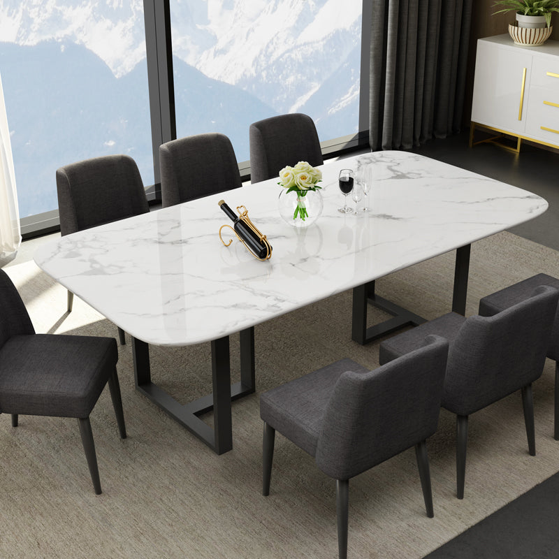 Traditional Luxury Dining Table Rectangle Sintered Stone Sled Dining Table Clearhalo ' dining_table' 'Dining Tables & Seating' 'Dining Tables' 'furn' 'furn_dining_table' 'Furniture' 'furniture_dining_table' 'Kitchen & Dining Furniture' 'kitchen&dining_furn' 'kitchen' 'kitchen_dining_table' 4288019