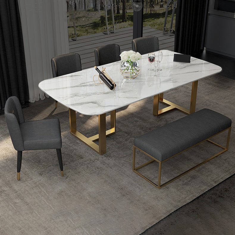Traditional Luxury Dining Table Rectangle Sintered Stone Sled Dining Table Clearhalo ' dining_table' 'Dining Tables & Seating' 'Dining Tables' 'furn' 'furn_dining_table' 'Furniture' 'furniture_dining_table' 'Kitchen & Dining Furniture' 'kitchen&dining_furn' 'kitchen' 'kitchen_dining_table' 4288029