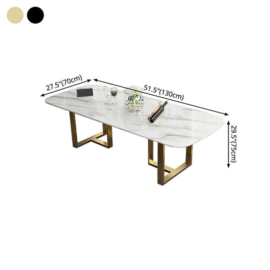 Traditional Luxury Dining Table Rectangle Sintered Stone Sled Dining Table
