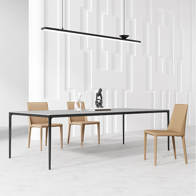 Medieval Modern Sintered Stone Table Rectangle Table with Metal 4 Legs Clearhalo ' dining_table' 'Dining Tables & Seating' 'Dining Tables' 'Furniture' 'furniture_dining_table' 'Kitchen & Dining Furniture' 'kitchen&dining_furn' 'kitchen' 'kitchen_dining_table' 4288036