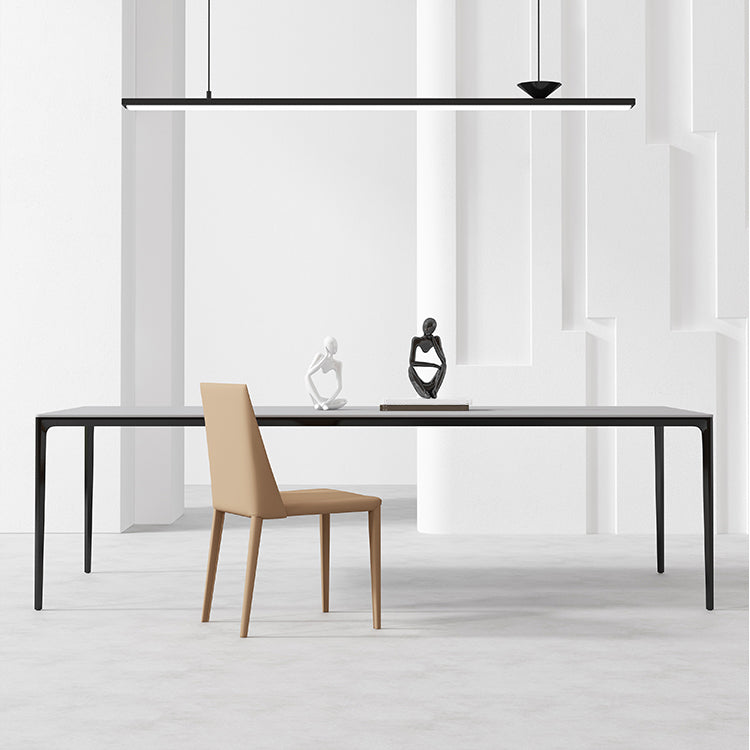 Medieval Modern Sintered Stone Table Rectangle Table with Metal 4 Legs Clearhalo ' dining_table' 'Dining Tables & Seating' 'Dining Tables' 'Furniture' 'furniture_dining_table' 'Kitchen & Dining Furniture' 'kitchen&dining_furn' 'kitchen' 'kitchen_dining_table' 4288037