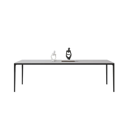 Medieval Modern Sintered Stone Table Rectangle Table with Metal 4 Legs 63"L x 31.5"W x 29.5"H Clearhalo ' dining_table' 'Dining Tables & Seating' 'Dining Tables' 'Furniture' 'furniture_dining_table' 'Kitchen & Dining Furniture' 'kitchen&dining_furn' 'kitchen' 'kitchen_dining_table' 4288040
