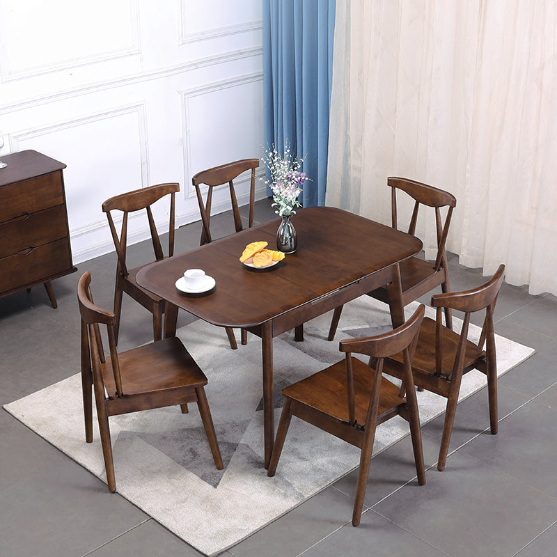 Minimalist Extendable Solid Wood Table Rectangle Shape Standard Dining Table for Kitchen Clearhalo ' dining_table' 'Dining Tables & Seating' 'Dining Tables' 'furn' 'furn_dining_table' 'Furniture' 'furniture_dining_table' 'Kitchen & Dining Furniture' 'kitchen&dining_furn' 'kitchen' 'kitchen_dining_table' 4288049