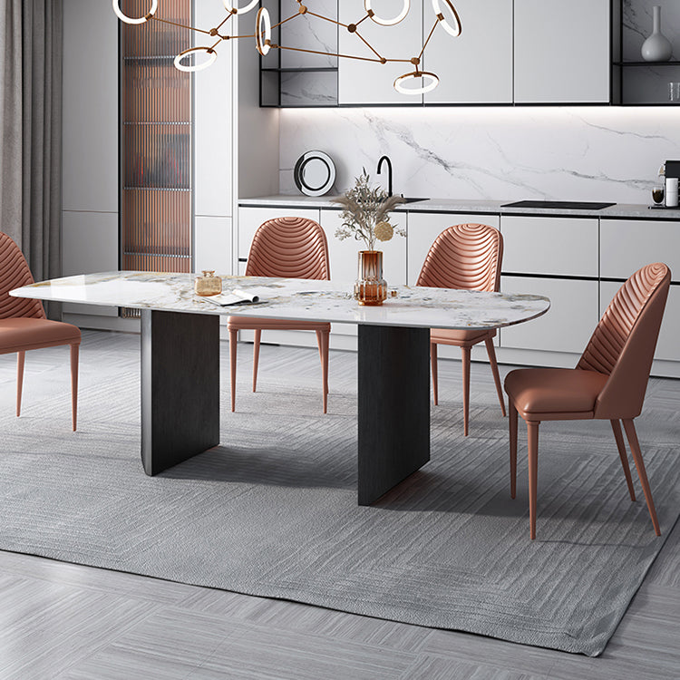 Metal Traditional Luxury Rectangle Table Sintered Stone Top Indoor Table for Home Clearhalo ' dining_table' 'Dining Tables & Seating' 'Dining Tables' 'furn' 'furn_dining_table' 'Furniture' 'furniture_dining_table' 'Kitchen & Dining Furniture' 'kitchen&dining_furn' 'kitchen' 'kitchen_dining_table' 4288065