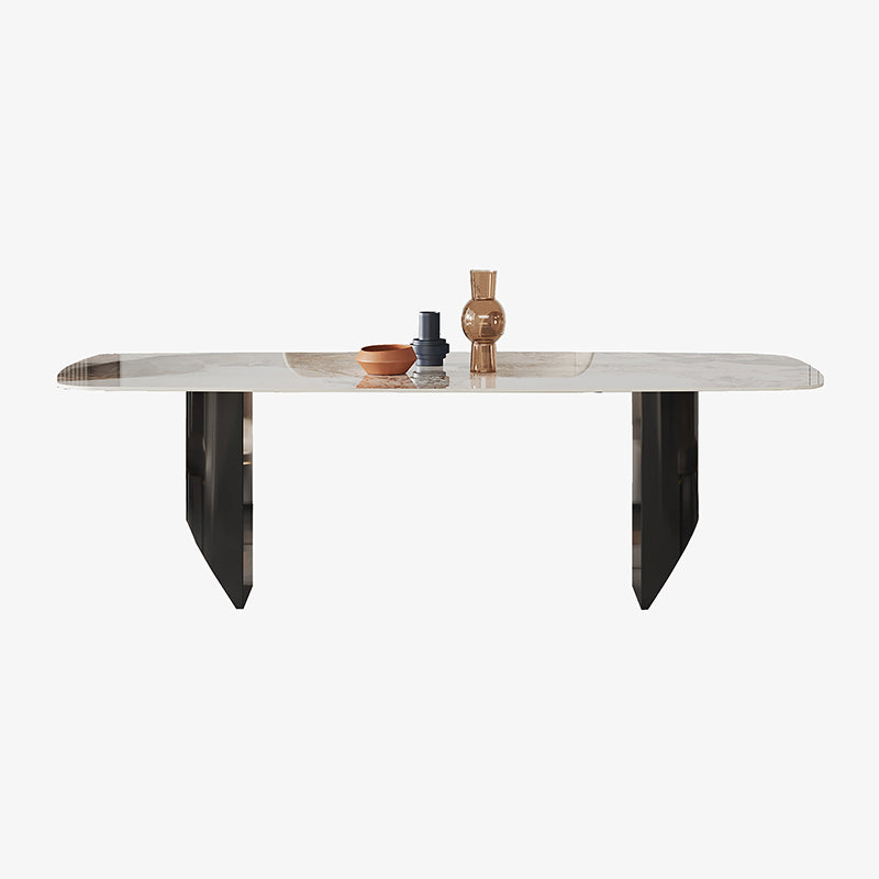 Metal Traditional Luxury Rectangle Table Sintered Stone Top Indoor Table for Home Without Chairs Clearhalo ' dining_table' 'Dining Tables & Seating' 'Dining Tables' 'furn' 'furn_dining_table' 'Furniture' 'furniture_dining_table' 'Kitchen & Dining Furniture' 'kitchen&dining_furn' 'kitchen' 'kitchen_dining_table' 4288066