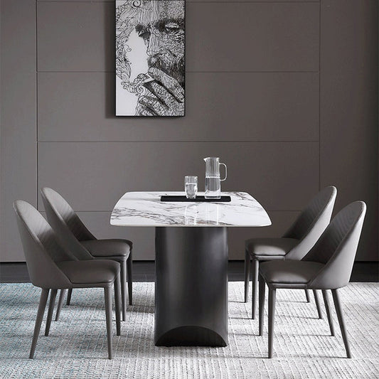 Metal Traditional Luxury Rectangle Table Sintered Stone Top Indoor Table for Home