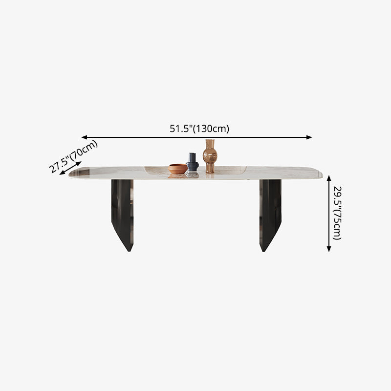 Metal Traditional Luxury Rectangle Table Sintered Stone Top Indoor Table for Home Clearhalo ' dining_table' 'Dining Tables & Seating' 'Dining Tables' 'furn' 'furn_dining_table' 'Furniture' 'furniture_dining_table' 'Kitchen & Dining Furniture' 'kitchen&dining_furn' 'kitchen' 'kitchen_dining_table' 4288071