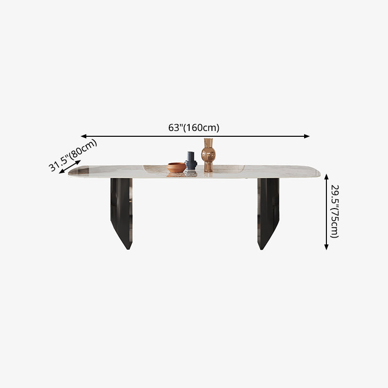 Metal Traditional Luxury Rectangle Table Sintered Stone Top Indoor Table for Home Clearhalo ' dining_table' 'Dining Tables & Seating' 'Dining Tables' 'furn' 'furn_dining_table' 'Furniture' 'furniture_dining_table' 'Kitchen & Dining Furniture' 'kitchen&dining_furn' 'kitchen' 'kitchen_dining_table' 4288073