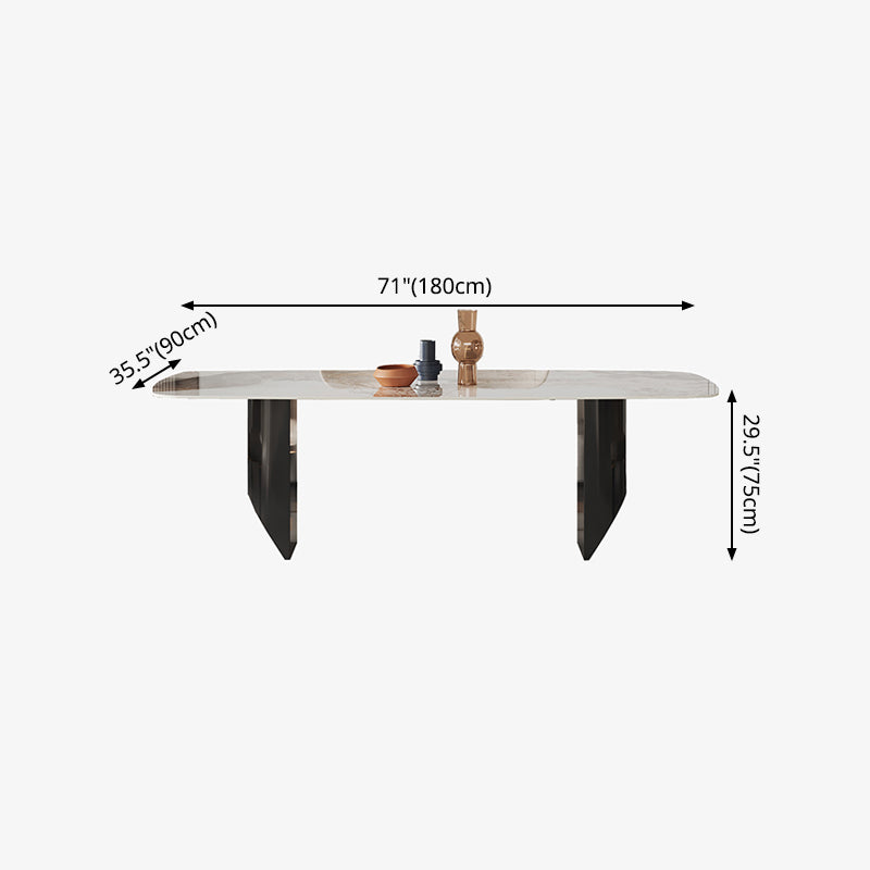 Metal Traditional Luxury Rectangle Table Sintered Stone Top Indoor Table for Home Clearhalo ' dining_table' 'Dining Tables & Seating' 'Dining Tables' 'furn' 'furn_dining_table' 'Furniture' 'furniture_dining_table' 'Kitchen & Dining Furniture' 'kitchen&dining_furn' 'kitchen' 'kitchen_dining_table' 4288074