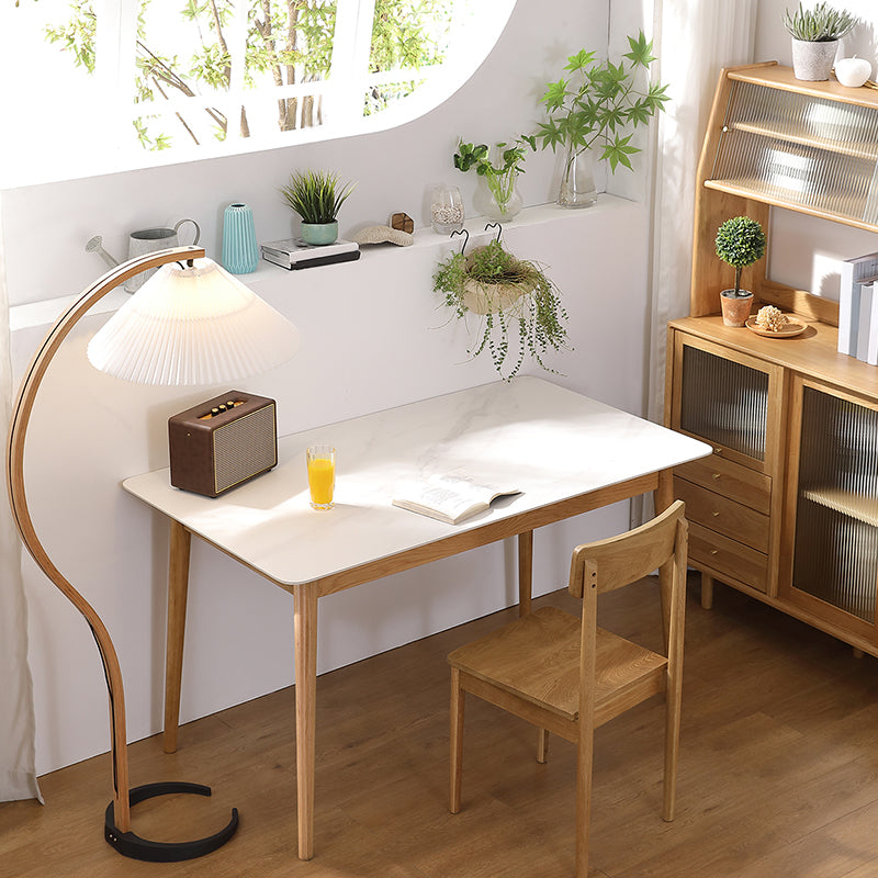 Contemporary White Rectangle Shape Table Sintered Stone Standard Dining Table for Kitchen Clearhalo ' dining_table' 'Dining Tables & Seating' 'Dining Tables' 'furn' 'furn_dining_table' 'Furniture' 'furniture_dining_table' 'Kitchen & Dining Furniture' 'kitchen&dining_furn' 'kitchen' 'kitchen_dining_table' 4288076