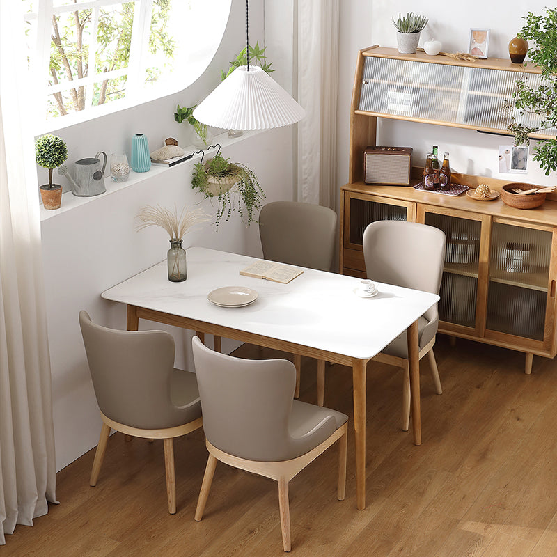 Contemporary White Rectangle Shape Table Sintered Stone Standard Dining Table for Kitchen Clearhalo ' dining_table' 'Dining Tables & Seating' 'Dining Tables' 'furn' 'furn_dining_table' 'Furniture' 'furniture_dining_table' 'Kitchen & Dining Furniture' 'kitchen&dining_furn' 'kitchen' 'kitchen_dining_table' 4288077
