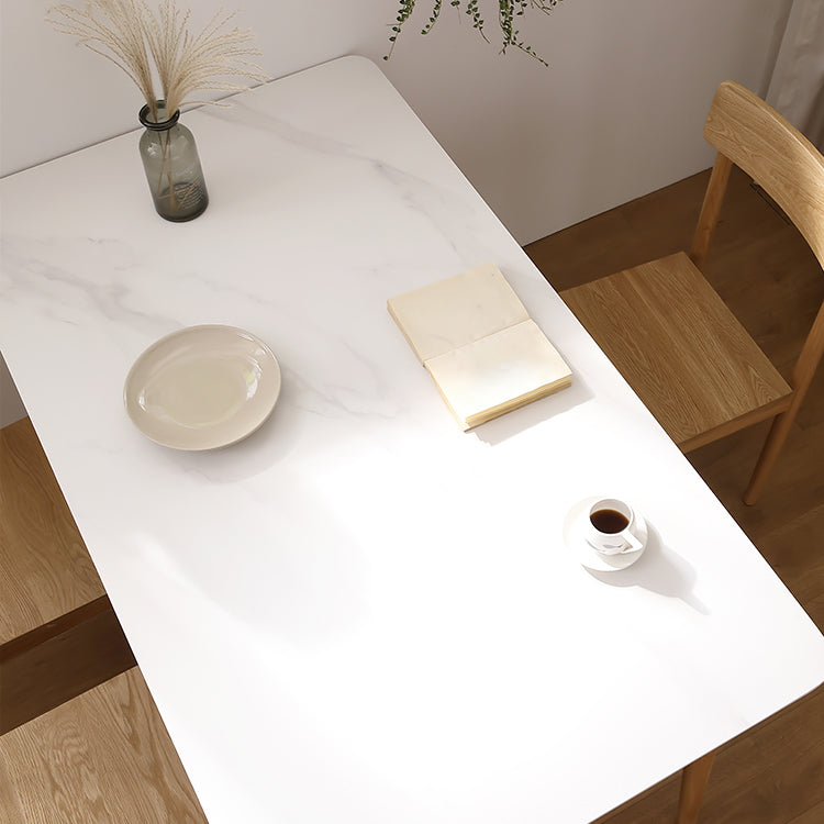 Contemporary White Rectangle Shape Table Sintered Stone Standard Dining Table for Kitchen Clearhalo ' dining_table' 'Dining Tables & Seating' 'Dining Tables' 'furn' 'furn_dining_table' 'Furniture' 'furniture_dining_table' 'Kitchen & Dining Furniture' 'kitchen&dining_furn' 'kitchen' 'kitchen_dining_table' 4288080