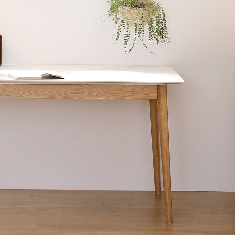 Contemporary White Rectangle Shape Table Sintered Stone Standard Dining Table for Kitchen Clearhalo ' dining_table' 'Dining Tables & Seating' 'Dining Tables' 'furn' 'furn_dining_table' 'Furniture' 'furniture_dining_table' 'Kitchen & Dining Furniture' 'kitchen&dining_furn' 'kitchen' 'kitchen_dining_table' 4288081