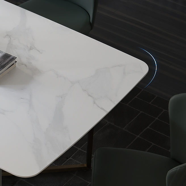 Traditional Luxury Dining Table White Rectangle Sintered Stone Dining Table for Home Use Clearhalo ' dining_table' 'Dining Tables & Seating' 'Dining Tables' 'furn' 'furn_dining_table' 'Furniture' 'furniture_dining_table' 'Kitchen & Dining Furniture' 'kitchen&dining_furn' 'kitchen' 'kitchen_dining_table' 4288093