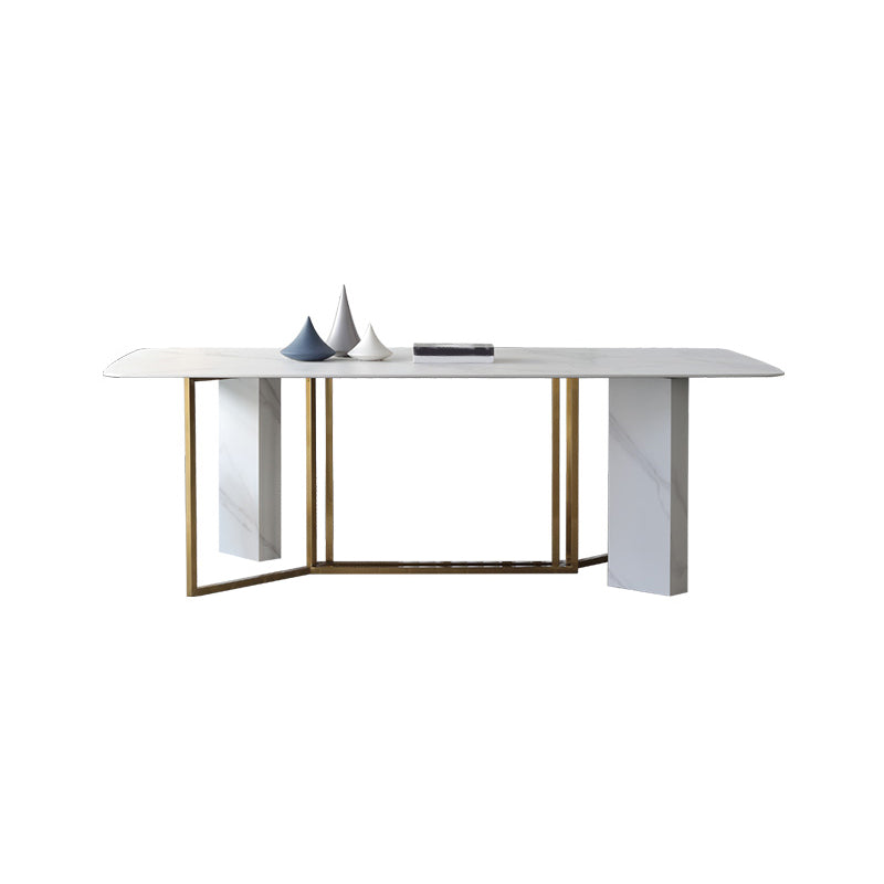 Traditional Luxury Dining Table White Rectangle Sintered Stone Dining Table for Home Use Without Chairs Clearhalo ' dining_table' 'Dining Tables & Seating' 'Dining Tables' 'furn' 'furn_dining_table' 'Furniture' 'furniture_dining_table' 'Kitchen & Dining Furniture' 'kitchen&dining_furn' 'kitchen' 'kitchen_dining_table' 4288094