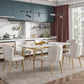 Luxury Sintered Stone Dining Table Rectangle Table with Metal Base and 4 Legs in Gold Clearhalo ' dining_table' 'Dining Tables & Seating' 'Dining Tables' 'furn' 'furn_dining_table' 'Furniture' 'furniture_dining_table' 'Kitchen & Dining Furniture' 'kitchen&dining_furn' 'kitchen' 'kitchen_dining_table' 4288116