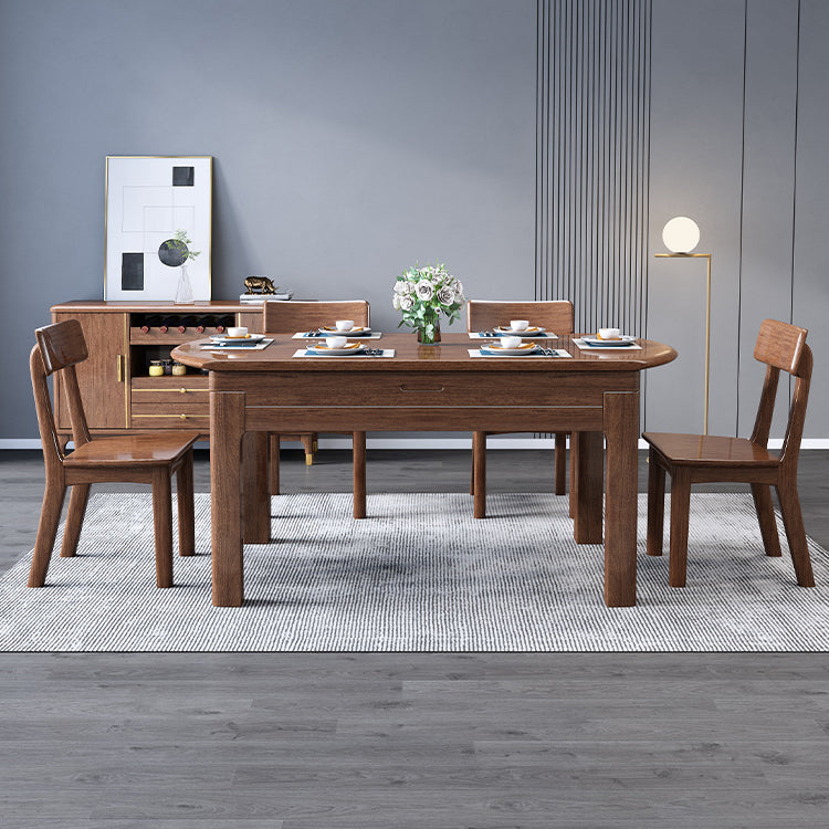 30.7''H Modern Brown Extendable Table Solid Wood Round Dining Table with 4 Legs Base Clearhalo ' dining_table' 'Dining Tables & Seating' 'Dining Tables' 'furn' 'furn_dining_table' 'Furniture' 'furniture_dining_table' 'Kitchen & Dining Furniture' 'kitchen&dining_furn' 'kitchen' 'kitchen_dining_table' 4288161