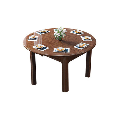 30.7''H Modern Brown Extendable Table Solid Wood Round Dining Table with 4 Legs Base Extension Without Chairs Clearhalo ' dining_table' 'Dining Tables & Seating' 'Dining Tables' 'furn' 'furn_dining_table' 'Furniture' 'furniture_dining_table' 'Kitchen & Dining Furniture' 'kitchen&dining_furn' 'kitchen' 'kitchen_dining_table' 4288164