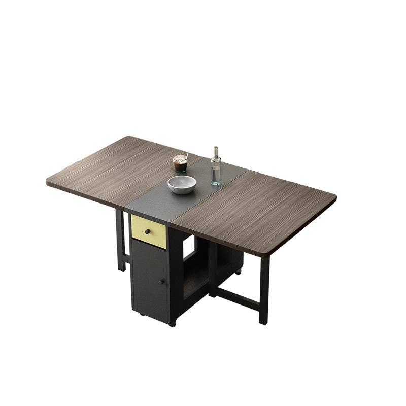 Mid-Century Dining Table Rectangle Drop-Leaf Sintered Stone Table for Home (only Table) Brown Without Chairs Clearhalo ' dining_table' 'Dining Tables & Seating' 'Dining Tables' 'furn' 'furn_dining_table' 'Furniture' 'furniture_dining_table' 'Kitchen & Dining Furniture' 'kitchen&dining_furn' 'kitchen' 'kitchen_dining_table' 4288177