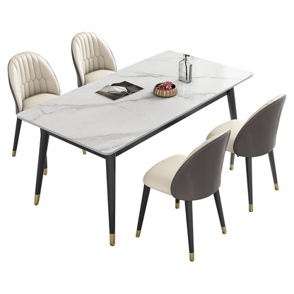 Sintered Stone White Tone Table Luxury Style 4 Legs Table for Dining Room Without Chairs Clearhalo ' dining_table' 'Dining Tables & Seating' 'Dining Tables' 'furn' 'furn_dining_table' 'Furniture' 'furniture_dining_table' 'Kitchen & Dining Furniture' 'kitchen&dining_furn' 'kitchen' 'kitchen_dining_table' 4288186