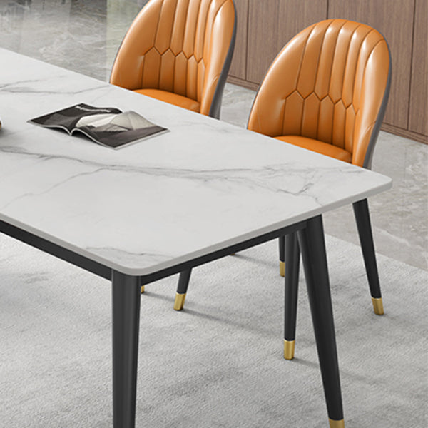 Sintered Stone White Tone Table Luxury Style 4 Legs Table for Dining Room Clearhalo ' dining_table' 'Dining Tables & Seating' 'Dining Tables' 'furn' 'furn_dining_table' 'Furniture' 'furniture_dining_table' 'Kitchen & Dining Furniture' 'kitchen&dining_furn' 'kitchen' 'kitchen_dining_table' 4288188