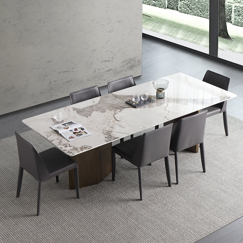 Metal Traditional Luxury Rectangle Table White Sintered Stone Table Clearhalo ' dining_table' 'Dining Tables & Seating' 'Dining Tables' 'furn' 'furn_dining_table' 'Furniture' 'furniture_dining_table' 'Kitchen & Dining Furniture' 'kitchen&dining_furn' 'kitchen' 'kitchen_dining_table' 4288197