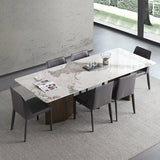 Metal Traditional Luxury Rectangle Table White Sintered Stone Table Clearhalo ' dining_table' 'Dining Tables & Seating' 'Dining Tables' 'furn' 'furn_dining_table' 'Furniture' 'furniture_dining_table' 'Kitchen & Dining Furniture' 'kitchen&dining_furn' 'kitchen' 'kitchen_dining_table' 4288197