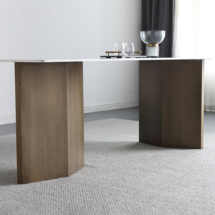 Metal Traditional Luxury Rectangle Table White Sintered Stone Table Clearhalo ' dining_table' 'Dining Tables & Seating' 'Dining Tables' 'furn' 'furn_dining_table' 'Furniture' 'furniture_dining_table' 'Kitchen & Dining Furniture' 'kitchen&dining_furn' 'kitchen' 'kitchen_dining_table' 4288203