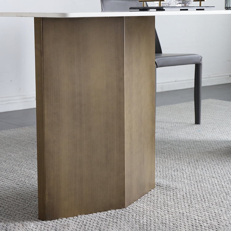 Metal Traditional Luxury Rectangle Table White Sintered Stone Table Clearhalo ' dining_table' 'Dining Tables & Seating' 'Dining Tables' 'furn' 'furn_dining_table' 'Furniture' 'furniture_dining_table' 'Kitchen & Dining Furniture' 'kitchen&dining_furn' 'kitchen' 'kitchen_dining_table' 4288204