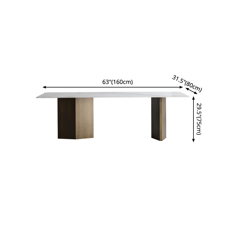 Metal Traditional Luxury Rectangle Table White Sintered Stone Table Clearhalo ' dining_table' 'Dining Tables & Seating' 'Dining Tables' 'furn' 'furn_dining_table' 'Furniture' 'furniture_dining_table' 'Kitchen & Dining Furniture' 'kitchen&dining_furn' 'kitchen' 'kitchen_dining_table' 4288207