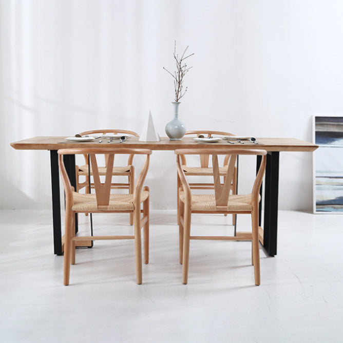 Industrial Style Dining Site Table Solid Wood Double Pedestal Furniture Clearhalo ' dining_table' 'Dining Tables & Seating' 'Dining Tables' 'furn' 'furn_dining_table' 'Furniture' 'furniture_dining_table' 'Kitchen & Dining Furniture' 'kitchen&dining_furn' 'kitchen' 'kitchen_dining_table' 4288224