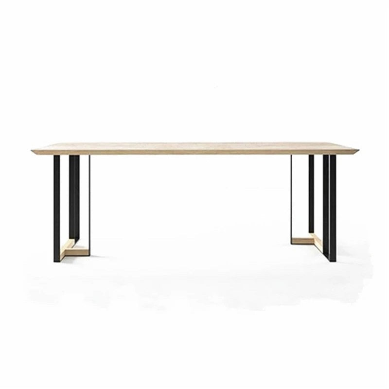 Industrial Style Dining Site Table Solid Wood Double Pedestal Furniture Natural Without Chairs Clearhalo ' dining_table' 'Dining Tables & Seating' 'Dining Tables' 'furn' 'furn_dining_table' 'Furniture' 'furniture_dining_table' 'Kitchen & Dining Furniture' 'kitchen&dining_furn' 'kitchen' 'kitchen_dining_table' 4288227