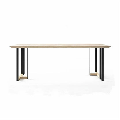 Industrial Style Dining Site Table Solid Wood Double Pedestal Furniture Natural Without Chairs Clearhalo ' dining_table' 'Dining Tables & Seating' 'Dining Tables' 'furn' 'furn_dining_table' 'Furniture' 'furniture_dining_table' 'Kitchen & Dining Furniture' 'kitchen&dining_furn' 'kitchen' 'kitchen_dining_table' 4288227