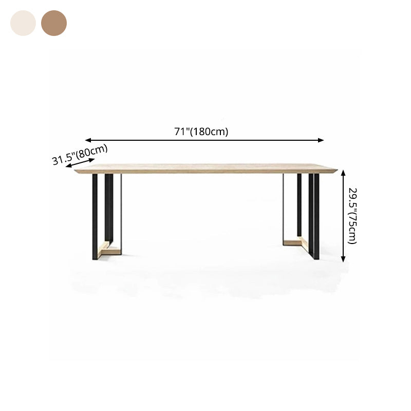 Industrial Style Dining Site Table Solid Wood Double Pedestal Furniture Clearhalo ' dining_table' 'Dining Tables & Seating' 'Dining Tables' 'furn' 'furn_dining_table' 'Furniture' 'furniture_dining_table' 'Kitchen & Dining Furniture' 'kitchen&dining_furn' 'kitchen' 'kitchen_dining_table' 4288235