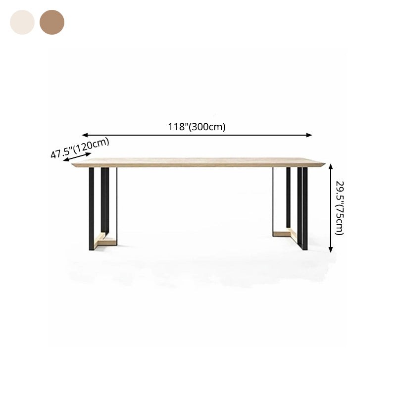 Industrial Style Dining Site Table Solid Wood Double Pedestal Furniture Clearhalo ' dining_table' 'Dining Tables & Seating' 'Dining Tables' 'furn' 'furn_dining_table' 'Furniture' 'furniture_dining_table' 'Kitchen & Dining Furniture' 'kitchen&dining_furn' 'kitchen' 'kitchen_dining_table' 4288236