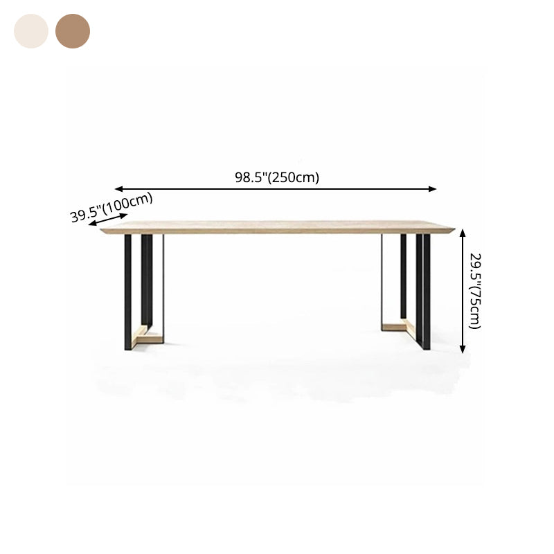 Industrial Style Dining Site Table Solid Wood Double Pedestal Furniture Clearhalo ' dining_table' 'Dining Tables & Seating' 'Dining Tables' 'furn' 'furn_dining_table' 'Furniture' 'furniture_dining_table' 'Kitchen & Dining Furniture' 'kitchen&dining_furn' 'kitchen' 'kitchen_dining_table' 4288238