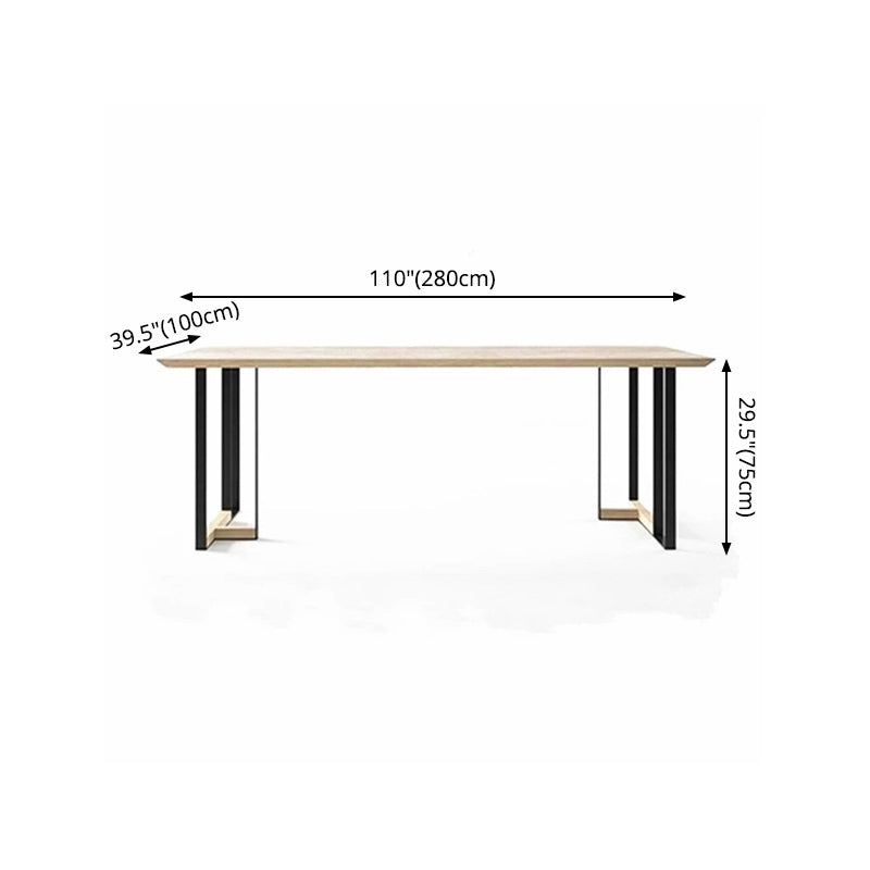 Industrial Style Dining Site Table Solid Wood Double Pedestal Furniture Clearhalo ' dining_table' 'Dining Tables & Seating' 'Dining Tables' 'furn' 'furn_dining_table' 'Furniture' 'furniture_dining_table' 'Kitchen & Dining Furniture' 'kitchen&dining_furn' 'kitchen' 'kitchen_dining_table' 4288239