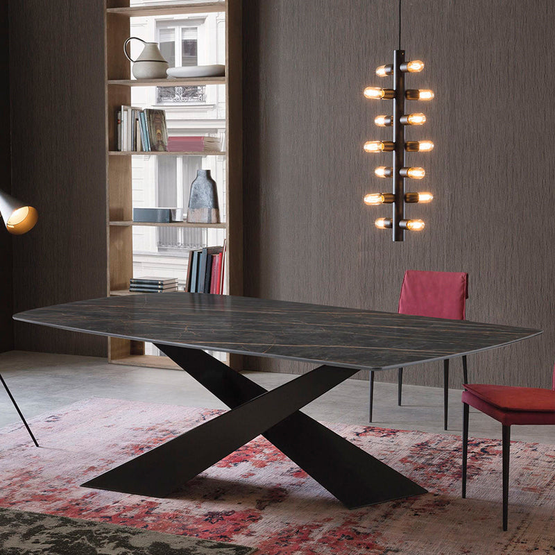 Metal Traditional Luxury Rectangle Table Black Sintered Stone Table with Pedestal Base Clearhalo ' dining_table' 'Dining Tables & Seating' 'Dining Tables' 'furn' 'furn_dining_table' 'Furniture' 'furniture_dining_table' 'Kitchen & Dining Furniture' 'kitchen&dining_furn' 'kitchen' 'kitchen_dining_table' 4288253