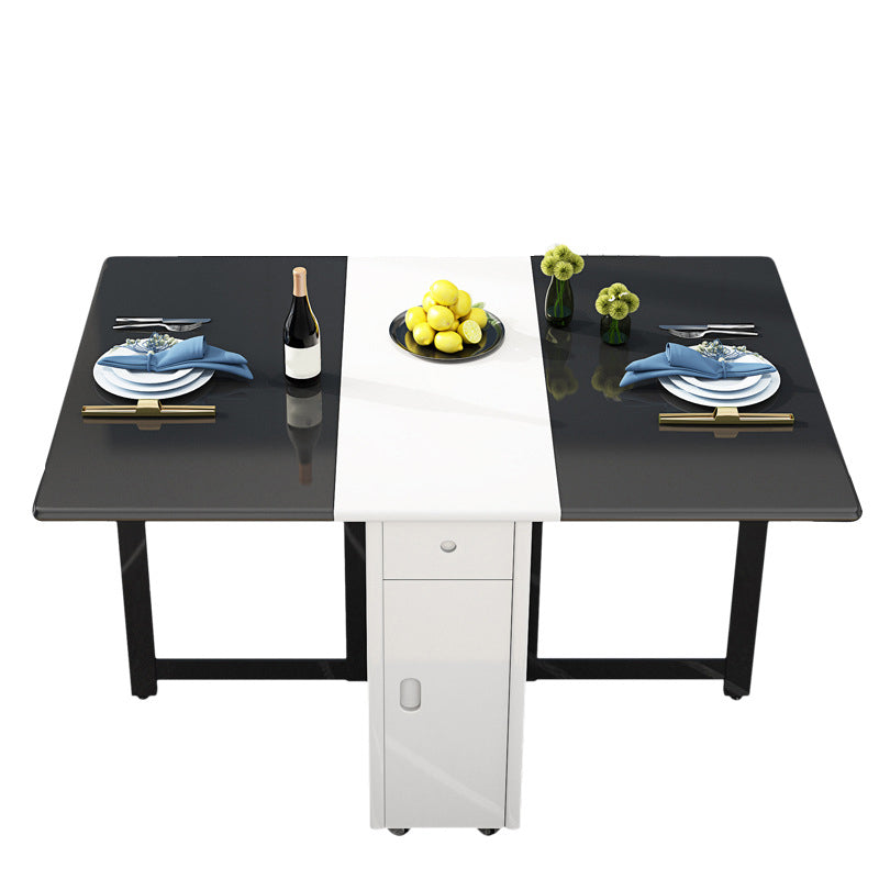 Mid-Century 52.75" Dining Table Rectangle Solid Wood Table for Home Use (only Table) Black White Without Chairs Clearhalo ' dining_table' 'Dining Tables & Seating' 'Dining Tables' 'furn' 'furn_dining_table' 'Furniture' 'furniture_dining_table' 'Kitchen & Dining Furniture' 'kitchen&dining_furn' 'kitchen' 'kitchen_dining_table' 4288262