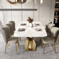 Metal Traditional Luxury Rectangle Table White Sintered Stone Table with Pedestal Clearhalo ' dining_table' 'Dining Tables & Seating' 'Dining Tables' 'furn' 'furn_dining_table' 'Furniture' 'furniture_dining_table' 'Kitchen & Dining Furniture' 'kitchen&dining_furn' 'kitchen' 'kitchen_dining_table' 4288283
